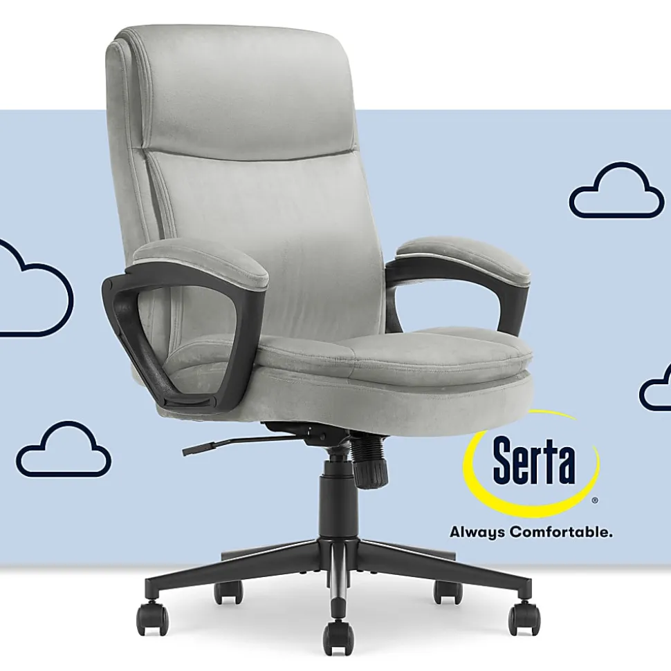 Serta® Comfort Ergo Ergonomic Velvet High-Back Executive Office Chair, Gray/Black