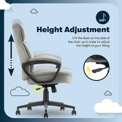 Serta® Comfort Ergo Ergonomic Velvet High-Back Executive Office Chair, Gray/Black