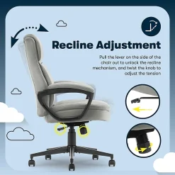 Serta® Comfort Ergo Ergonomic Velvet High-Back Executive Office Chair, Gray/Black