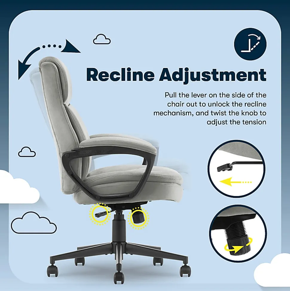 Serta® Comfort Ergo Ergonomic Velvet High-Back Executive Office Chair, Gray/Black