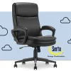 Serta® Comfort Ergo Ergonomic Bonded Leather Mid-Back Executive Office Chair, Black