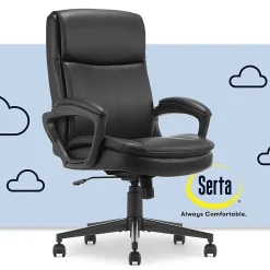 Serta® Comfort Ergo Ergonomic Bonded Leather Mid-Back Executive Office Chair, Black