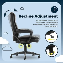 Serta® Comfort Ergo Ergonomic Bonded Leather Mid-Back Executive Office Chair, Black