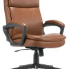 Serta® Comfort Ergo Ergonomic Bonded Leather Mid-Back Executive Office Chair, Cognac