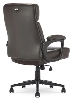 Serta Comfort Ergonomic Bonded Leather Mid-Back Executive Office Chair, Brown