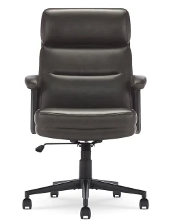 Serta Comfort Ergonomic Bonded Leather Mid-Back Executive Office Chair, Brown