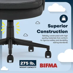 Serta® Comfort Modern Ergonomic Bonded Leather High-Back Executive Office Chair, Black