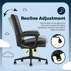 Serta® Comfort Modern Ergonomic Bonded Leather High-Back Executive Office Chair, Black
