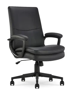 Serta® Comfort Modern Ergonomic Bonded Leather High-Back Executive Office Chair, Black