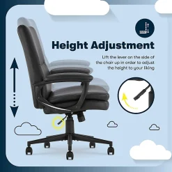 Serta® Comfort Modern Ergonomic Bonded Leather High-Back Executive Office Chair, Black