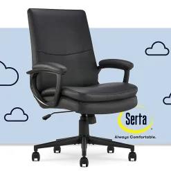 Serta® Comfort Modern Ergonomic Bonded Leather High-Back Executive Office Chair, Black
