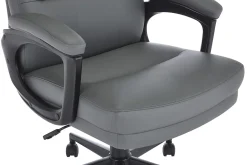Serta Comfort Series Ergonomic Bonded Leather Mid-Back Executive Office Chair, Gray