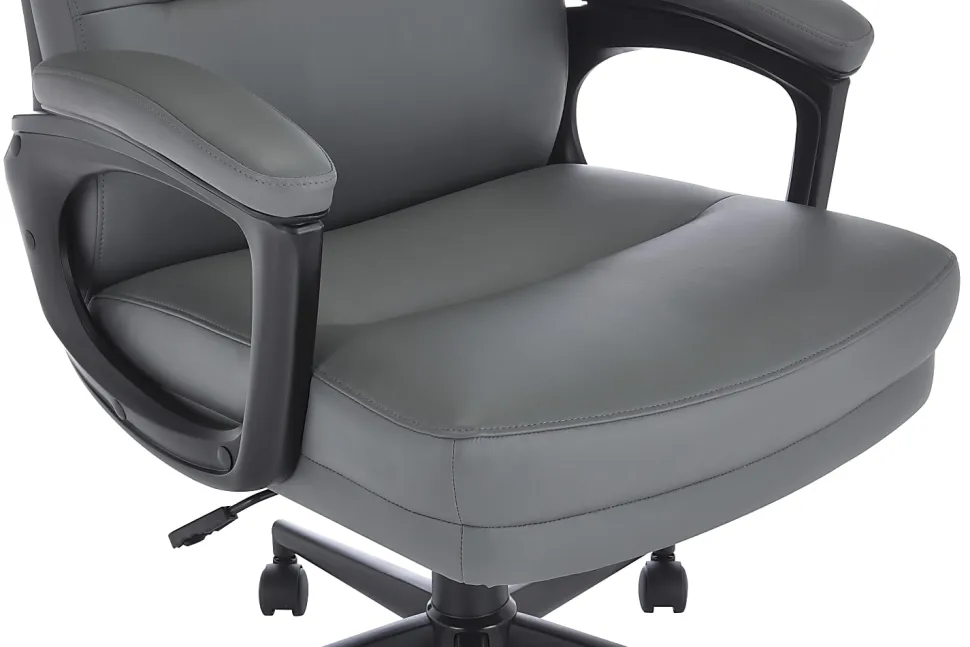 Serta Comfort Series Ergonomic Bonded Leather Mid-Back Executive Office Chair, Gray