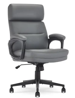 Serta Comfort Series Ergonomic Bonded Leather Mid-Back Executive Office Chair, Gray