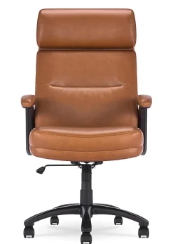 Serta Comfort Series Ergonomic Bonded Leather Mid-Back Executive Office Chair, Cognac