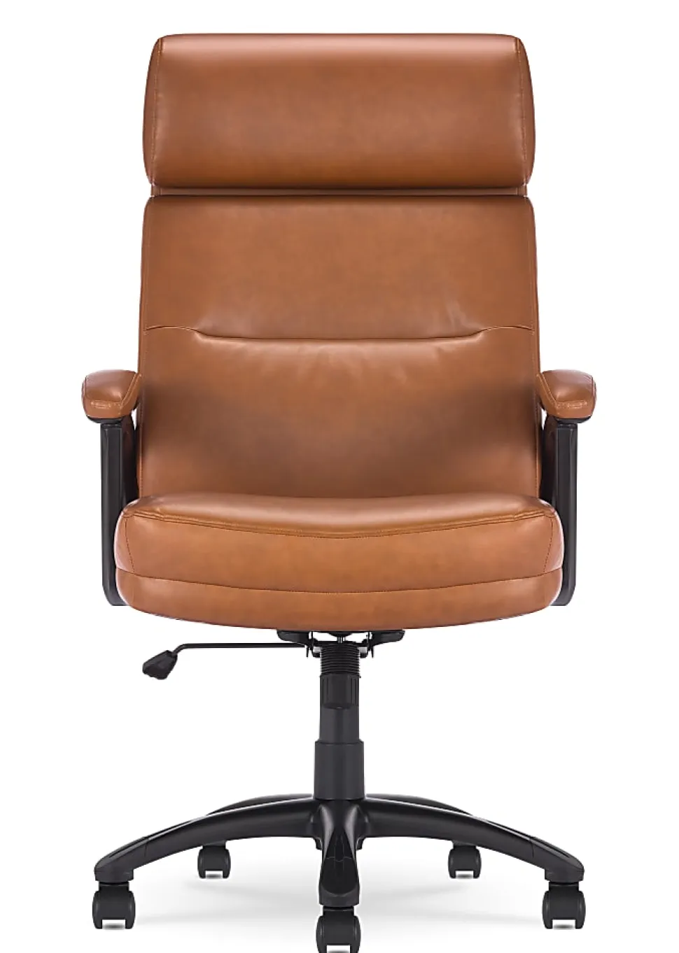 Serta Comfort Series Ergonomic Bonded Leather Mid-Back Executive Office Chair, Cognac