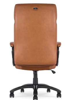 Serta Comfort Series Ergonomic Bonded Leather Mid-Back Executive Office Chair, Cognac