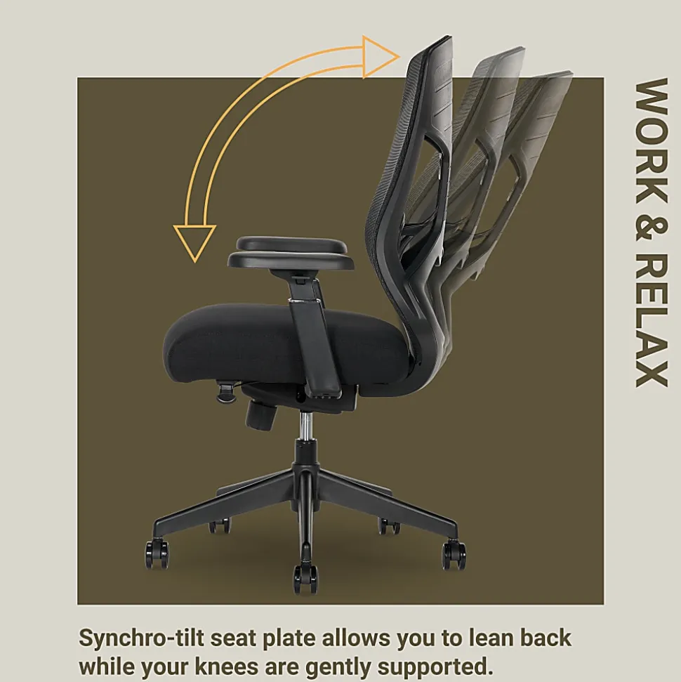 Serta Commercial Eco-2000 Big & Tall Ergonomic Mesh High-Back Executive Office Chair, Black