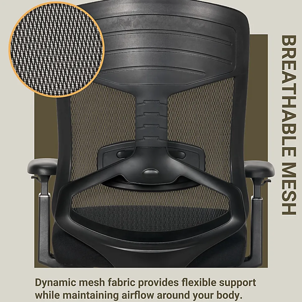 Serta Commercial Eco-2000 Big & Tall Ergonomic Mesh High-Back Executive Office Chair, Black