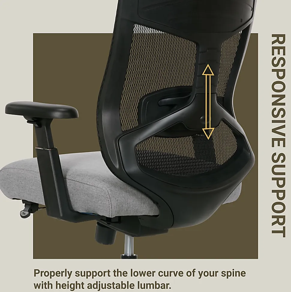 Serta Commercial Eco-2000 Big & Tall Ergonomic Mesh High-Back Executive Office Chair, Gray