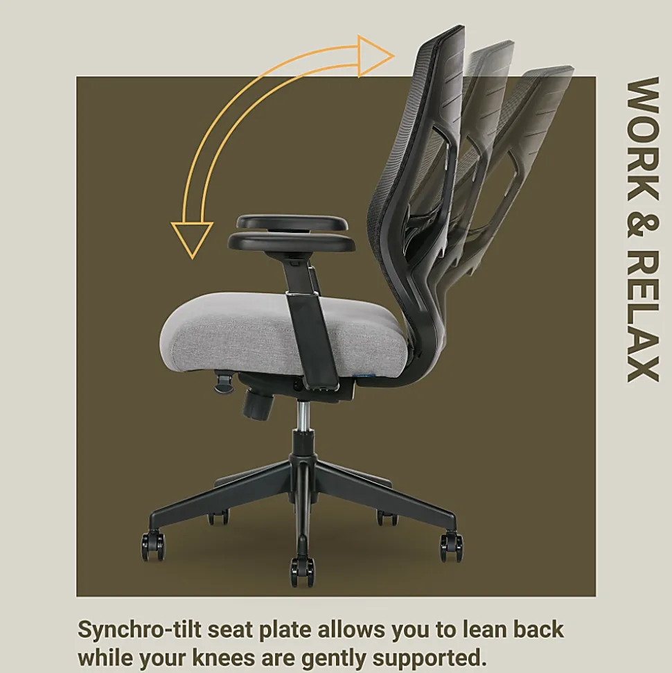 Serta Commercial Eco-2000 Big & Tall Ergonomic Mesh High-Back Executive Office Chair, Gray