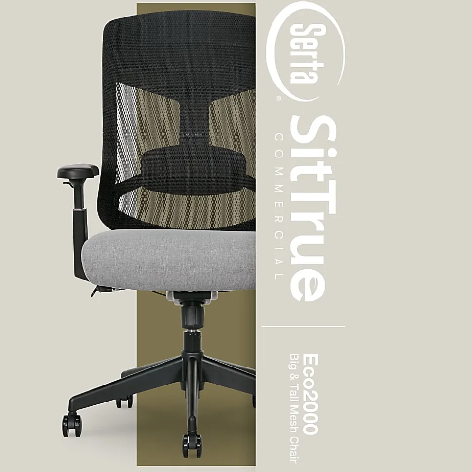 Serta Commercial Eco-2000 Big & Tall Ergonomic Mesh High-Back Executive Office Chair, Gray