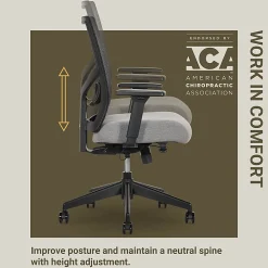 Serta Commercial Eco-2000 Ergonomic Mesh Mid-Back Task Chair, 43% Recycled, Gray