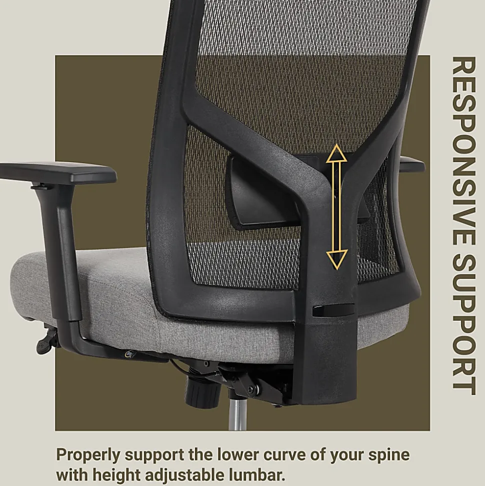 Serta Commercial Eco-2000 Ergonomic Mesh Mid-Back Task Chair, 43% Recycled, Gray