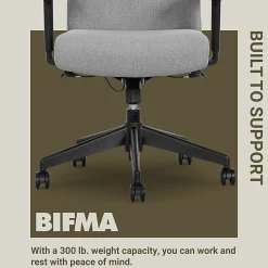 Serta® Commercial Eco-2000 Ergonomic Fabric Mid-Back Task Chair, Gray