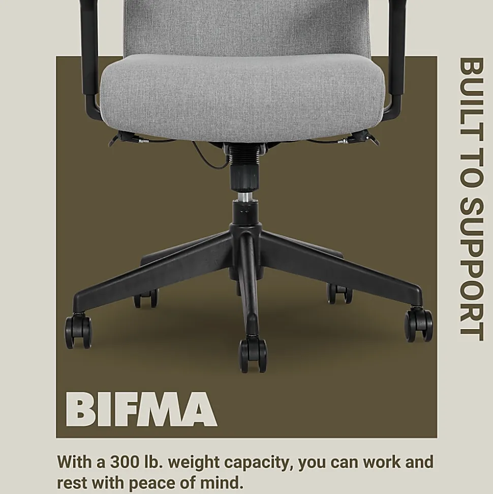 Serta® Commercial Eco-2000 Ergonomic Fabric Mid-Back Task Chair, Gray