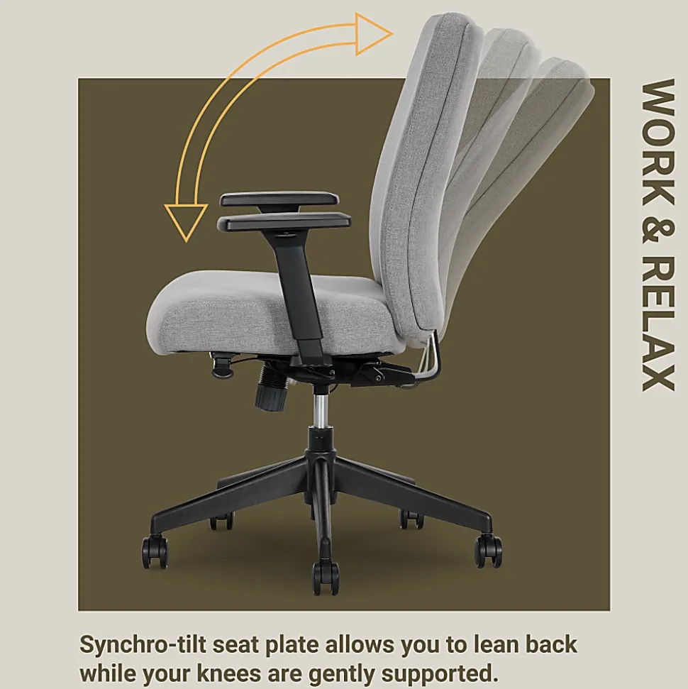 Serta® Commercial Eco-2000 Ergonomic Fabric Mid-Back Task Chair, Gray