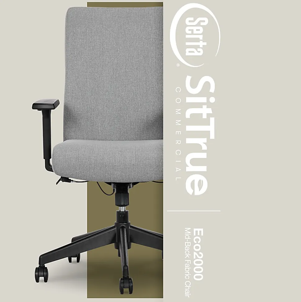 Serta® Commercial Eco-2000 Ergonomic Fabric Mid-Back Task Chair, Gray