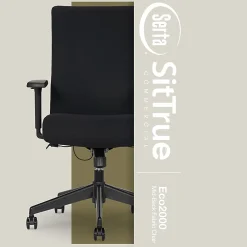 Serta® Commercial Eco-2000 Ergonomic Fabric Mid-Back Task Chair, Black
