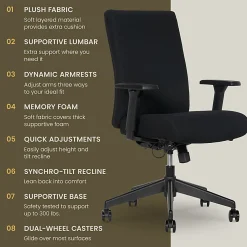 Serta® Commercial Eco-2000 Ergonomic Fabric Mid-Back Task Chair, Black