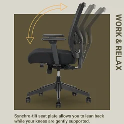 Serta Commercial Eco-2000 Ergonomic Mesh Mid-Back Task Chair, 43% Recycled, Black