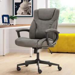 Serta® Connor High-Back Office Chair, Bonded Leather, Gray
