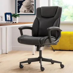 Serta® Connor Office Chair, Bonded Leather, Black