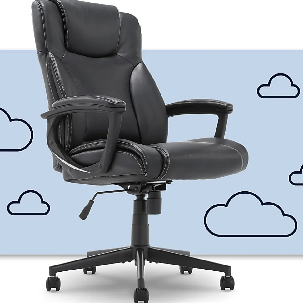 Serta® Connor Office Chair, Bonded Leather, Black