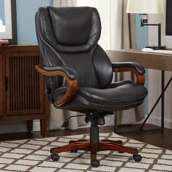 Serta® Conway Big & Tall Bonded Leather High-Back Office Chair, Black/Dark Redwood