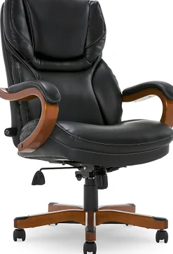 Serta® Conway Big & Tall Bonded Leather High-Back Office Chair, Black/Dark Redwood