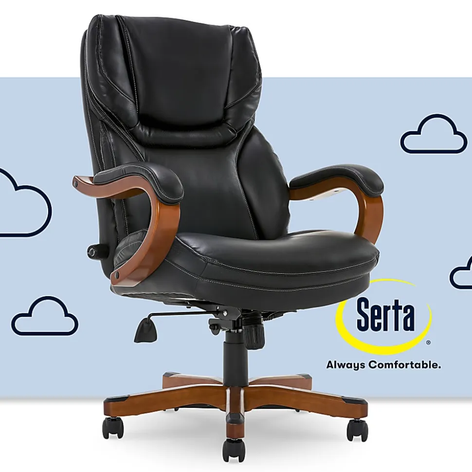 Serta® Conway Big & Tall Bonded Leather High-Back Office Chair, Black/Dark Redwood