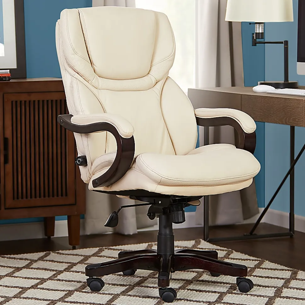 Serta® Conway Big & Tall Bonded Leather High-Back Office Chair, Inspired Ivory/Espresso