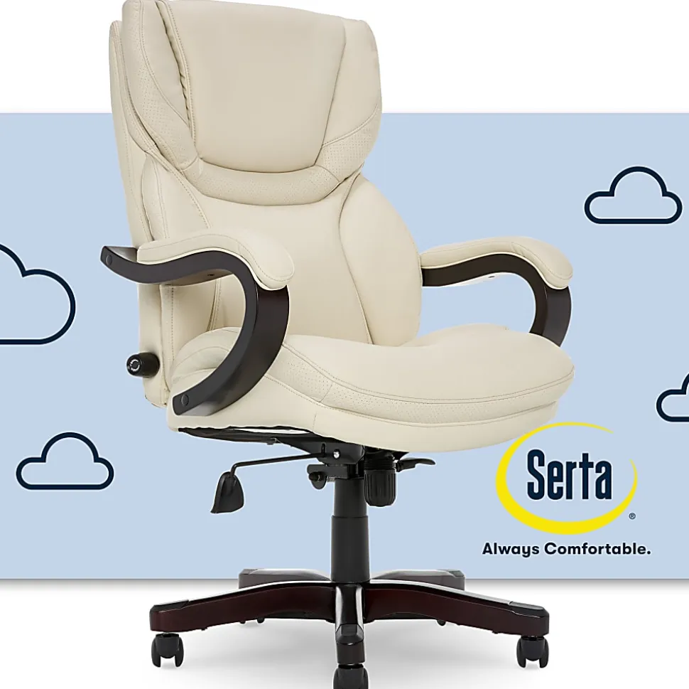 Serta® Conway Big & Tall Bonded Leather High-Back Office Chair, Inspired Ivory/Espresso