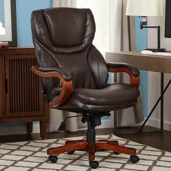 Serta® Conway Big & Tall Bonded Leather High-Back Office Chair, Biscuit/Espresso