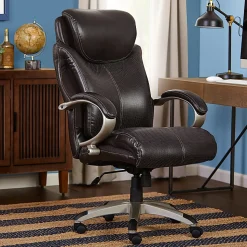 Serta Dayton Big and Tall Executive Office Chair with AIR Technology, Roasted Chestnut/Silver