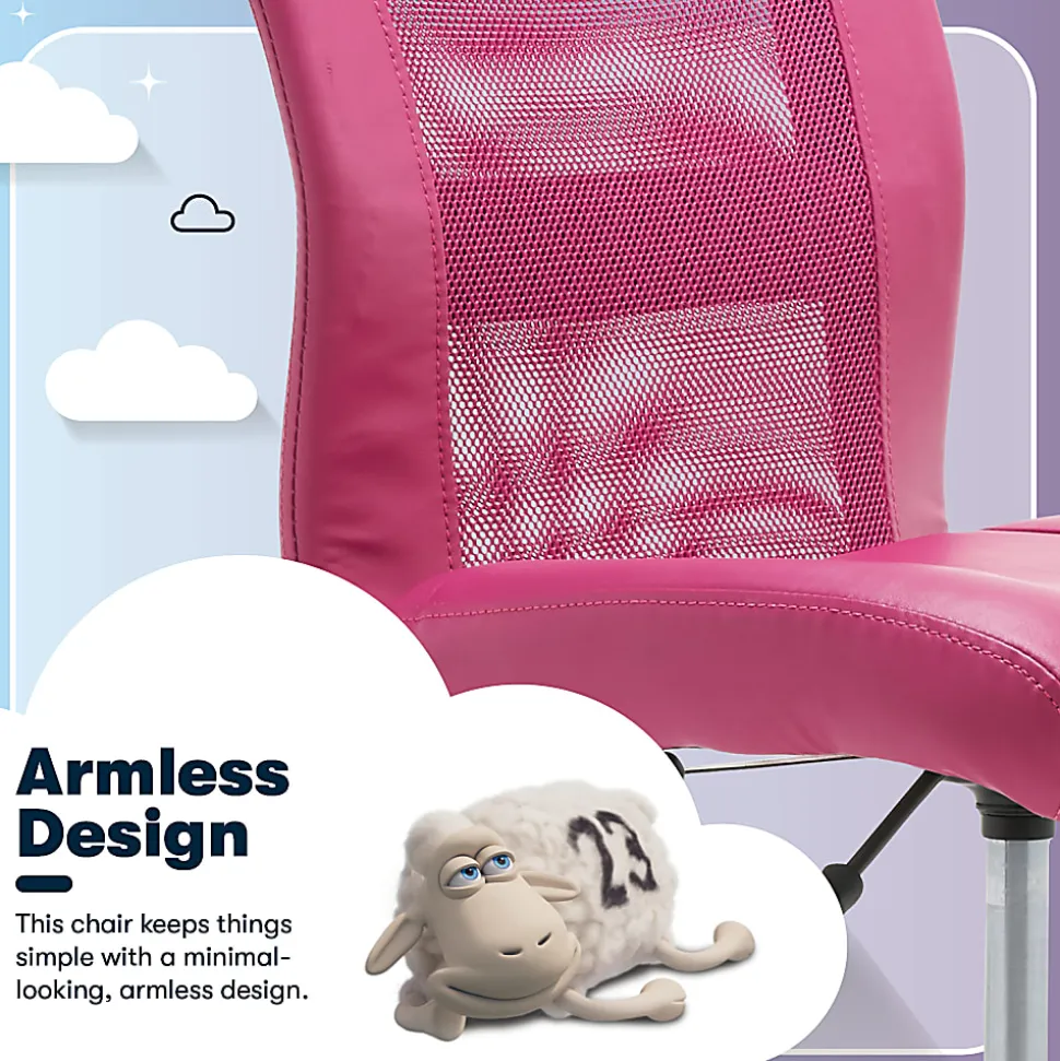 Serta® Essentials Mid-Back Computer Chair, Teamwork Pink/Chrome