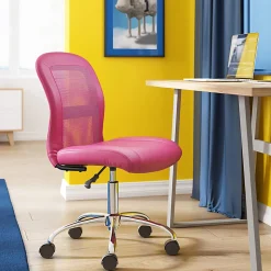 Serta® Essentials Mid-Back Computer Chair, Teamwork Pink/Chrome