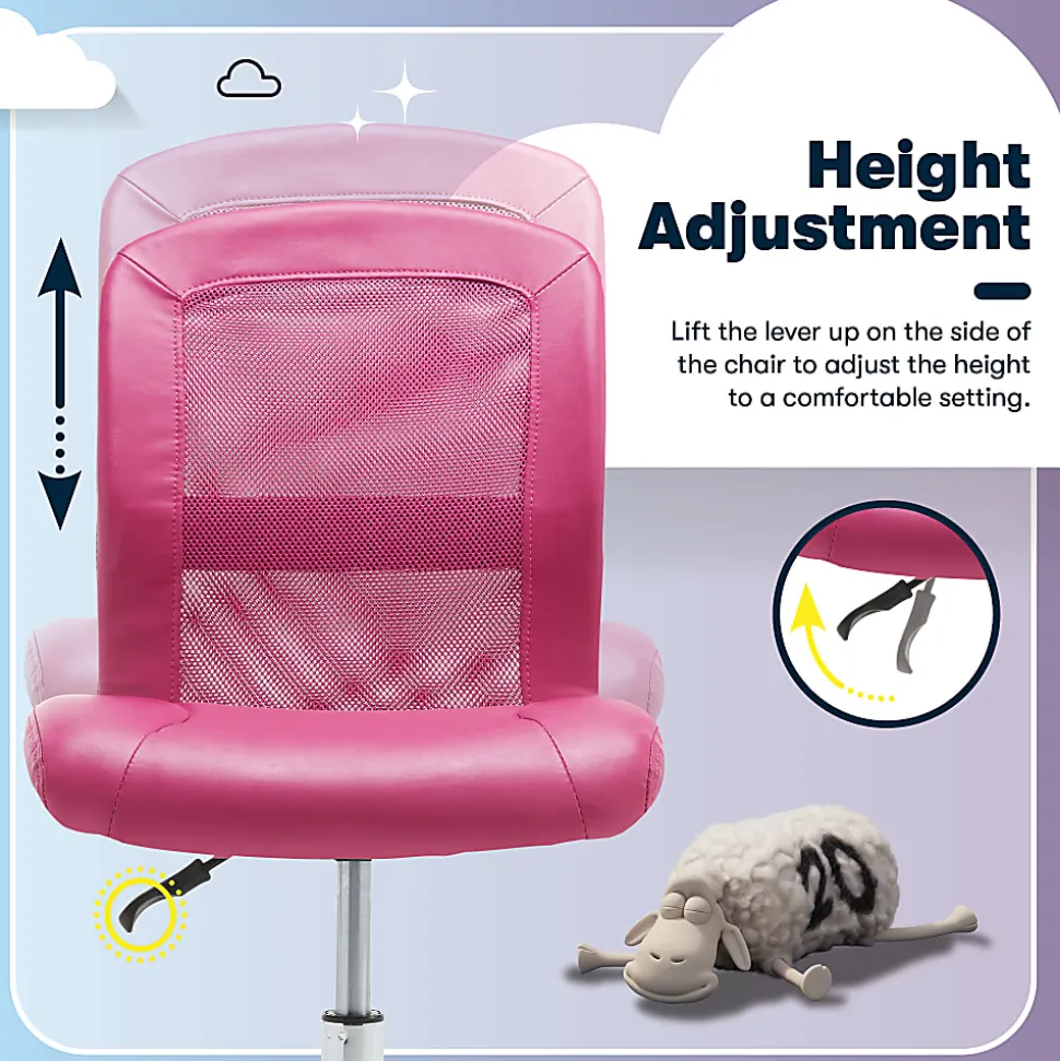 Serta® Essentials Mid-Back Computer Chair, Teamwork Pink/Chrome