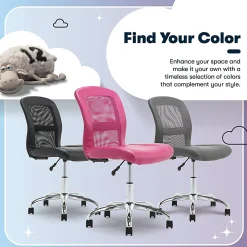 Serta® Essentials Mid-Back Computer Chair, Teamwork Pink/Chrome