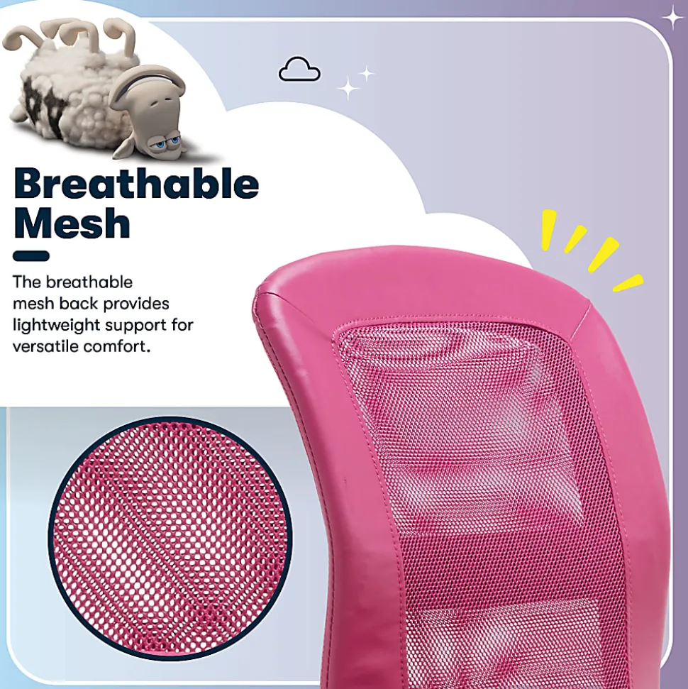 Serta® Essentials Mid-Back Computer Chair, Teamwork Pink/Chrome